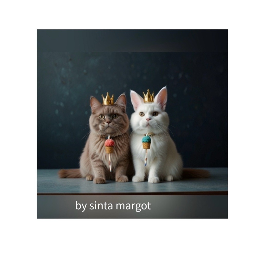 HANDCRAFTED digital art by me fur babies prepping for Easter blue brown NWT